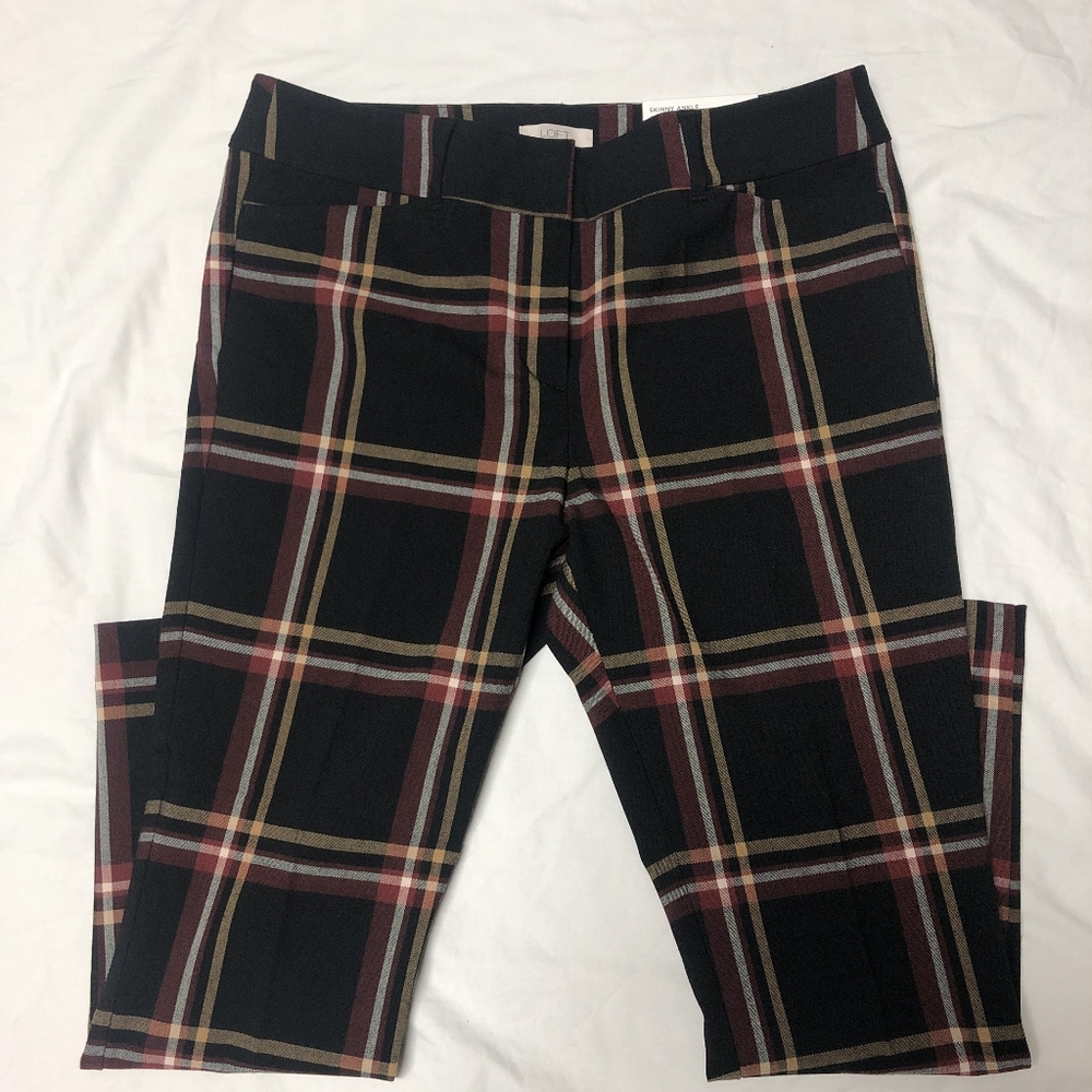 NWT Loft Plaid Ankle Pant, sz 10P